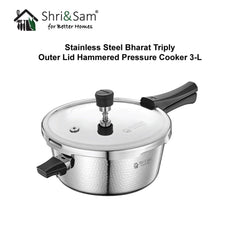 Stainless Steel Bharat Hammered Triply Outer Lid Pressure Cooker