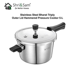 Stainless Steel Bharat Hammered Triply Outer Lid Pressure Cooker