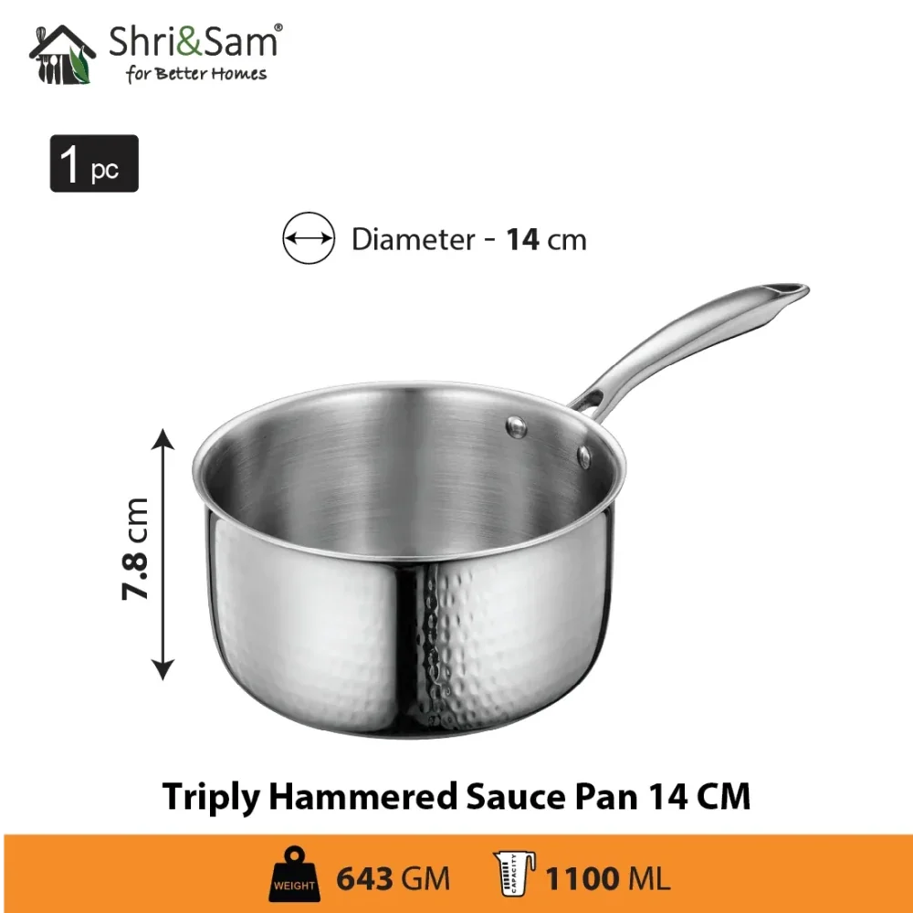 Stainless Steel Bharat Triply Hammered Sauce Pan