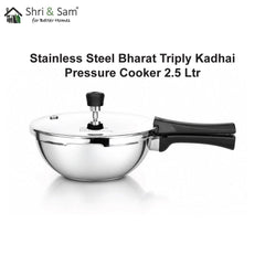 Stainless Steel Bharat Triply Kadhai Pressure Cooker 2.5 Ltr