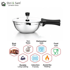 Stainless Steel Bharat Triply Kadhai Pressure Cooker 2.5 Ltr