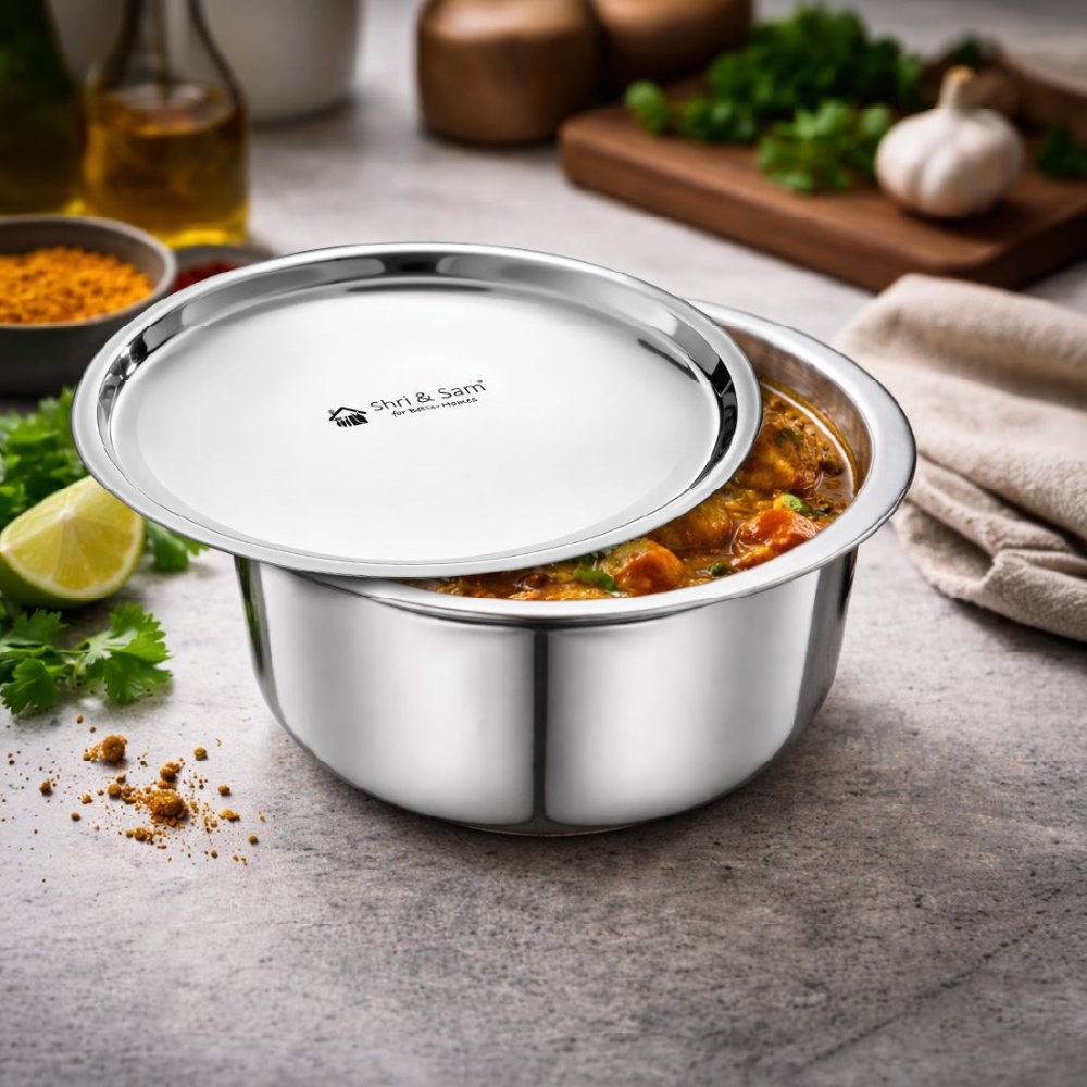 Stainless Steel Bharat Triply Tope with Lid