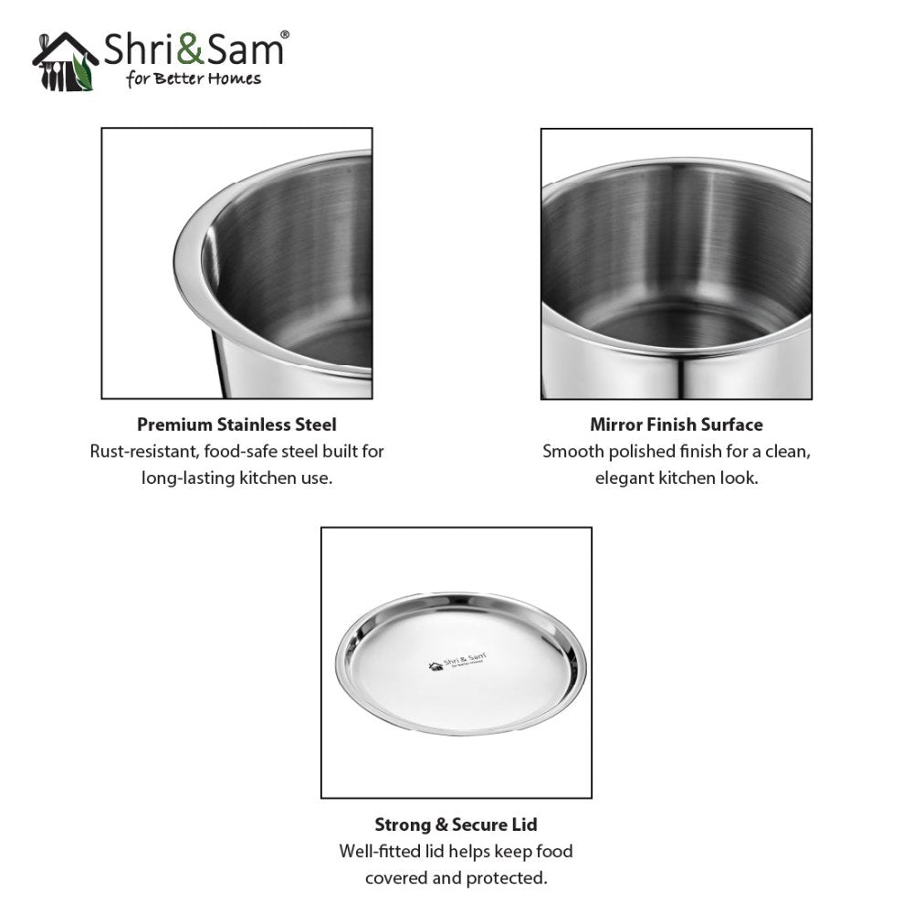 Stainless Steel Bharat Triply Tope with Lid