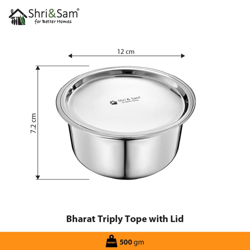 Stainless Steel Bharat Triply Tope with Lid