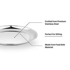 Vinod Stainless Steel China Plate, Lunch & Dinner Plate, Set of 6 pieces