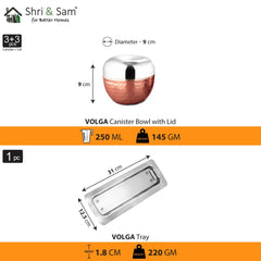 Stainless Steel Copper Hammered Canister Set with SS Tray Volga