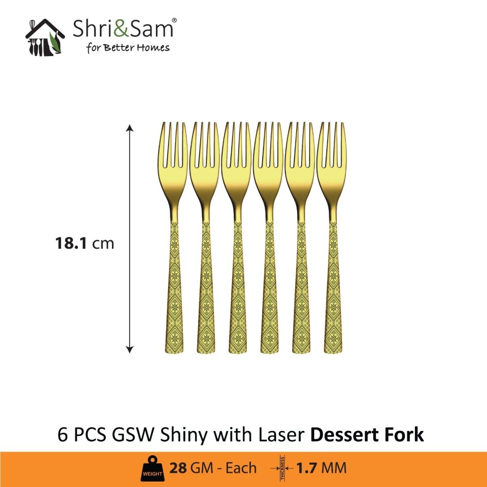 Stainless Steel Cutlery with Gold PVD and Laser GSW Shiny