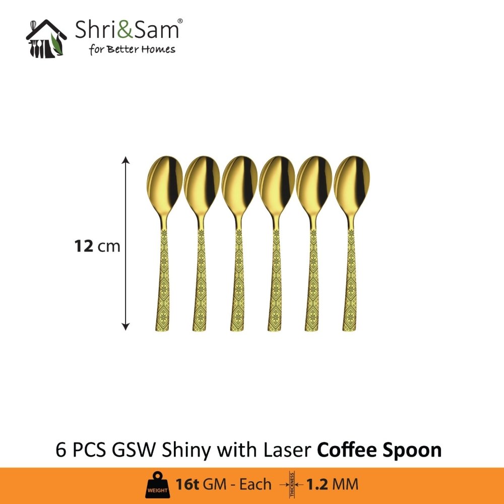 Stainless Steel Cutlery with Gold PVD and Laser GSW Shiny