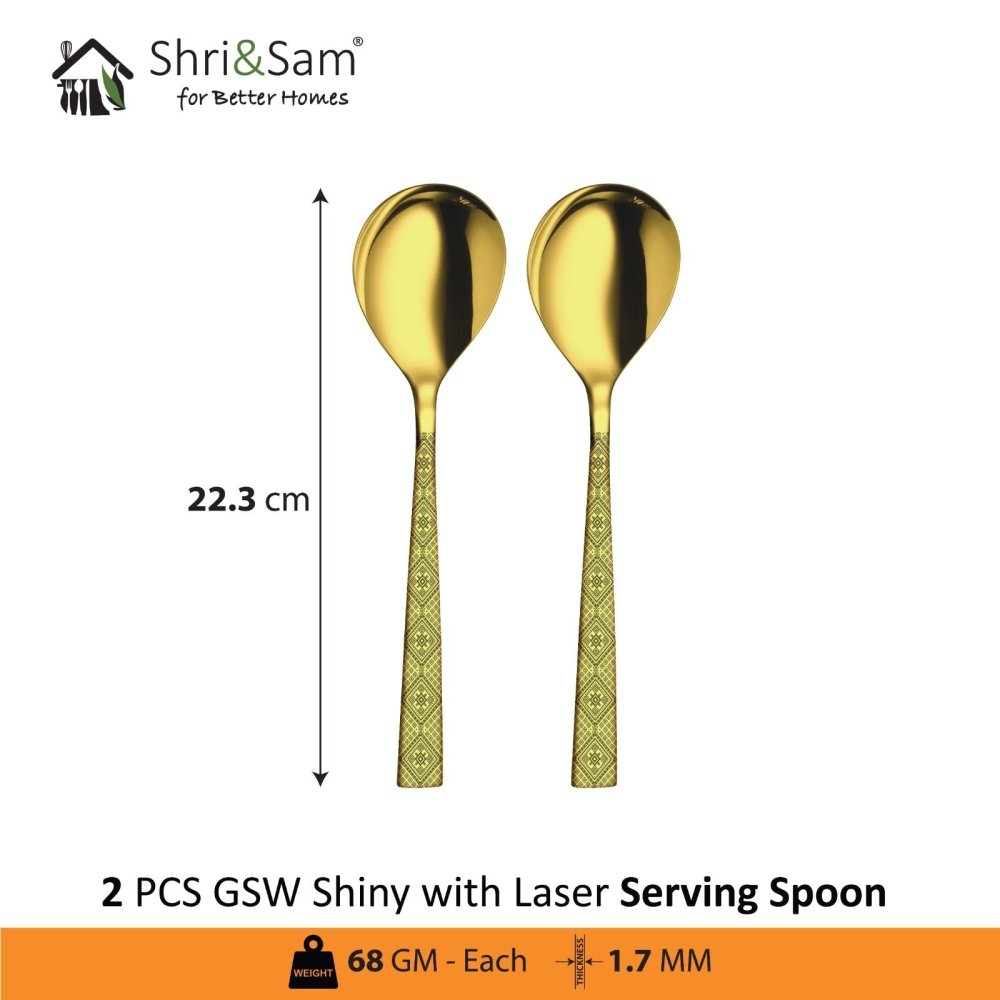 Stainless Steel Cutlery with Gold PVD and Laser GSW Shiny