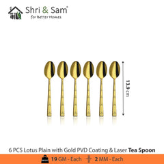 Stainless Steel Cutlery with Gold PVD Coating & Laser Lotus Plain