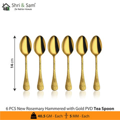 Stainless Steel Cutlery with Gold PVD Coating New Rosemary Hammered