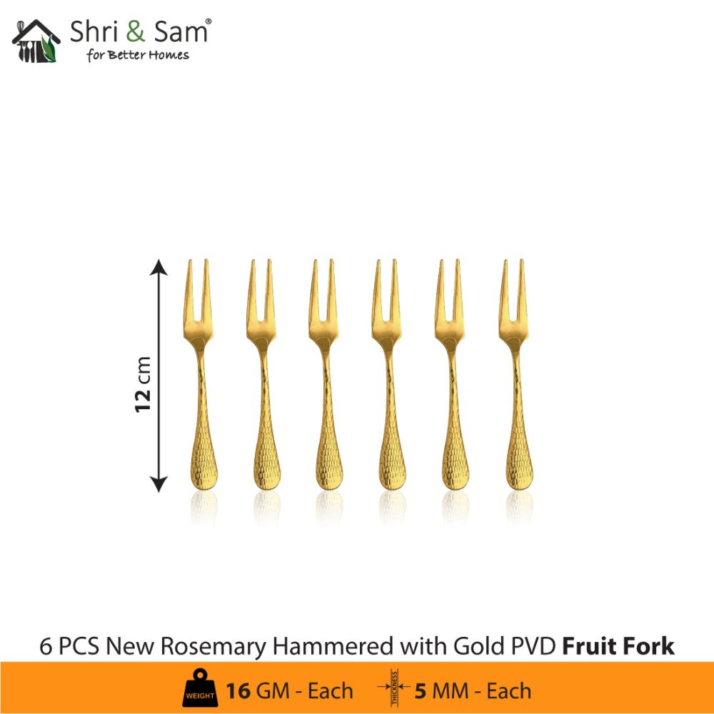 Stainless Steel Cutlery with Gold PVD Coating New Rosemary Hammered