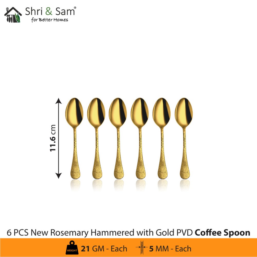 Stainless Steel Cutlery with Gold PVD Coating New Rosemary Hammered