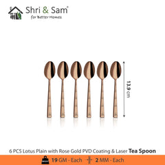 Stainless Steel Cutlery with Rose Gold PVD Coating & Laser Lotus Plain
