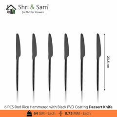 Stainless Steel Hand Crafted 24 PCS Cutlery Set with PVD Coating Rod Rice Hammered