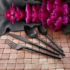 Stainless Steel Hand Crafted 24 PCS Cutlery Set with PVD Coating Rod Rice Hammered