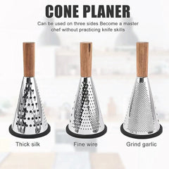 Stainless Steel Multifunctional Conical Grater with Wooden Handle