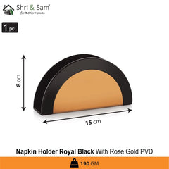 Stainless Steel Royal Swiss Napkin Holder with Rose Gold PVD Coating