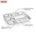 Vinod Stainless Steel Square Edges Mess Tray with 5 Compartment / Steel Thali / Lunch & Dinner Plate/ Bhojan Thali – 2Pcs