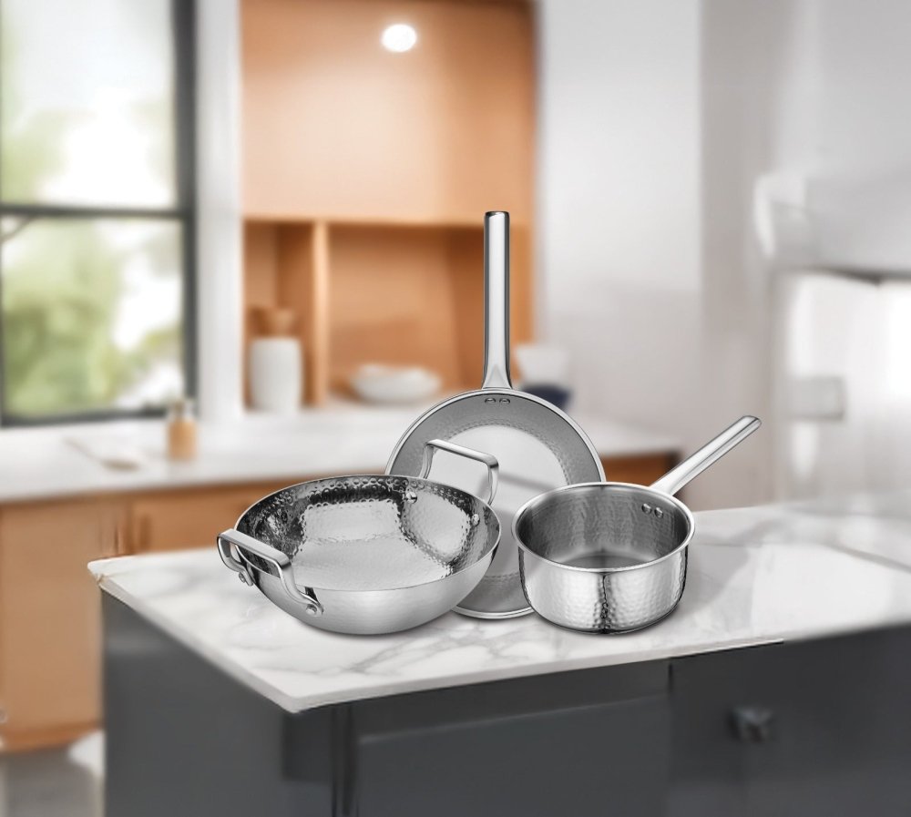Stainless Steel Triply Hammered Cookware Set of 3 PCS